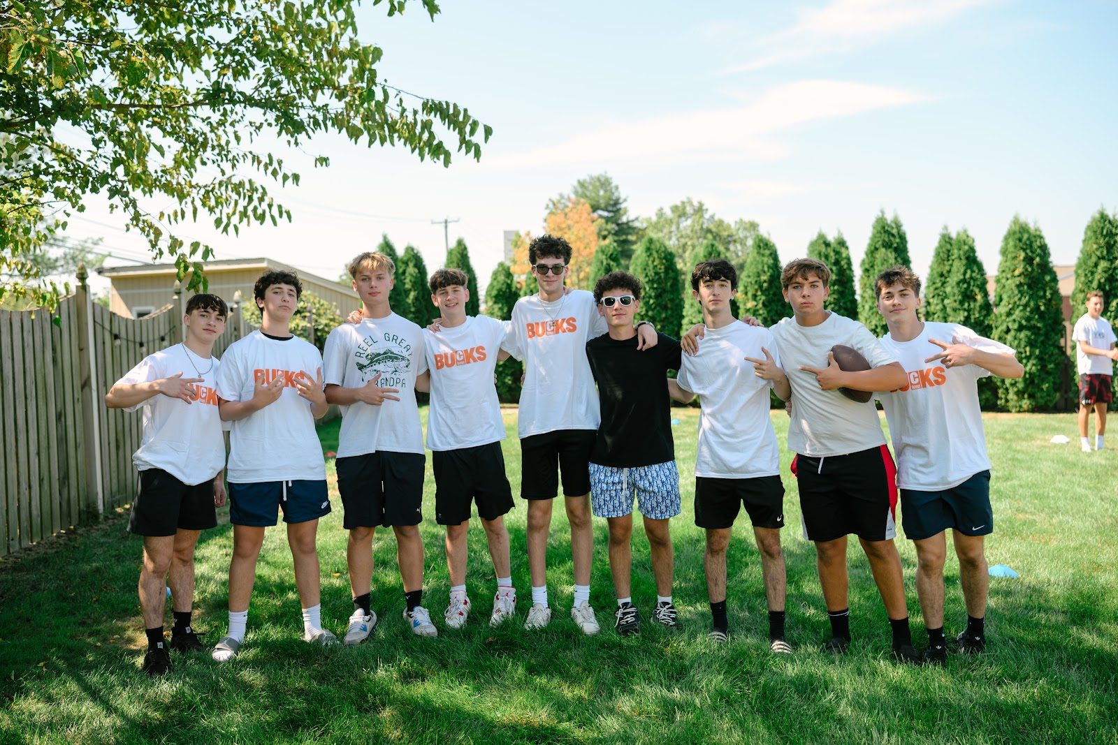 CTeen Bucks teens lined up at the season kickoff BBQ