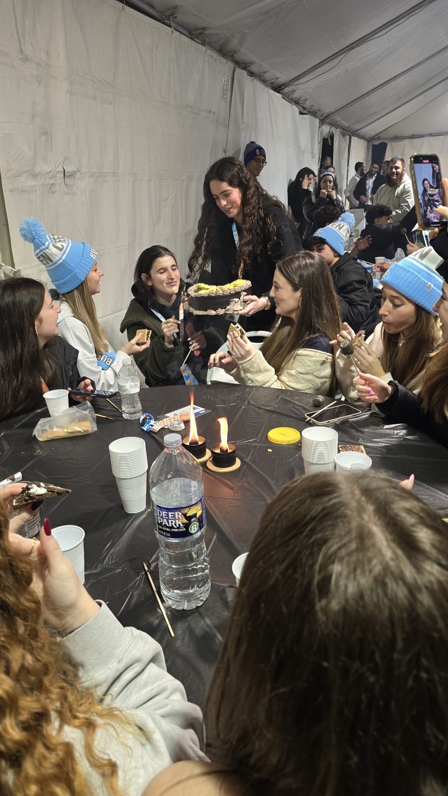 CTeen Bucks friends wearing Shabbaton lanyards together